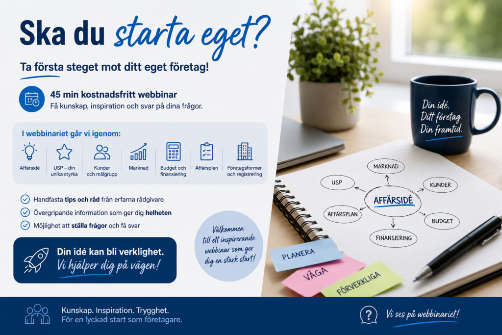 Därför ska du gå vårt webinar om att starta eget företag